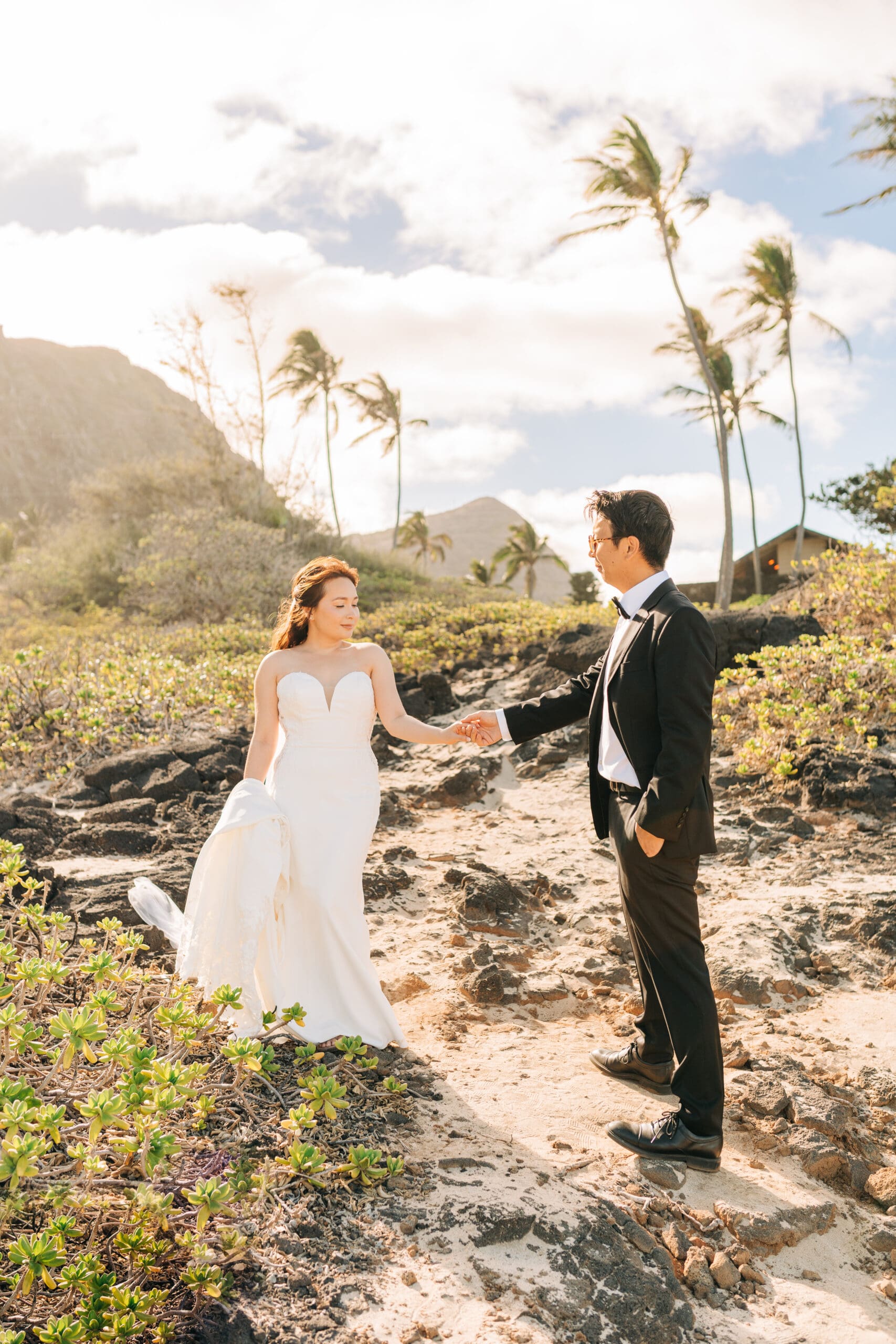 mountain and ocean hawaii elopement